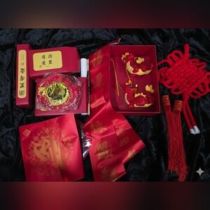 Chinese Asian Red Dragon Home Party Decoration Set